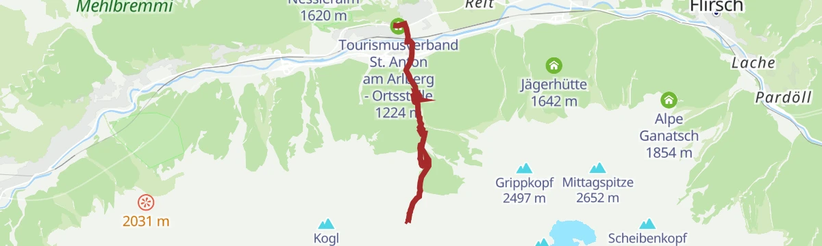 Route map: Pettneu - Malfonalm